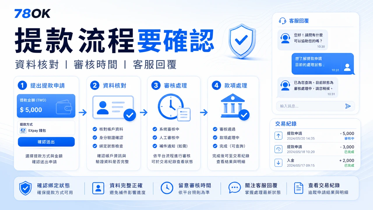 TU 整理提款與客服確認，包含身份資料、交易紀錄與處理狀態