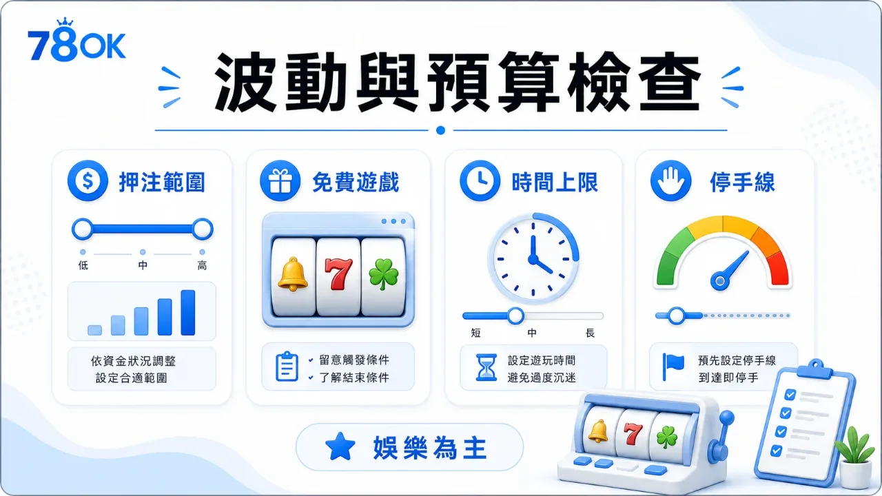 RSG 戰神呂布老虎機怎麼玩?特色、波動與預算檢查 2 TU 波動與預算檢查圖,整理押注範圍、免費遊戲、時間上限與停手線。