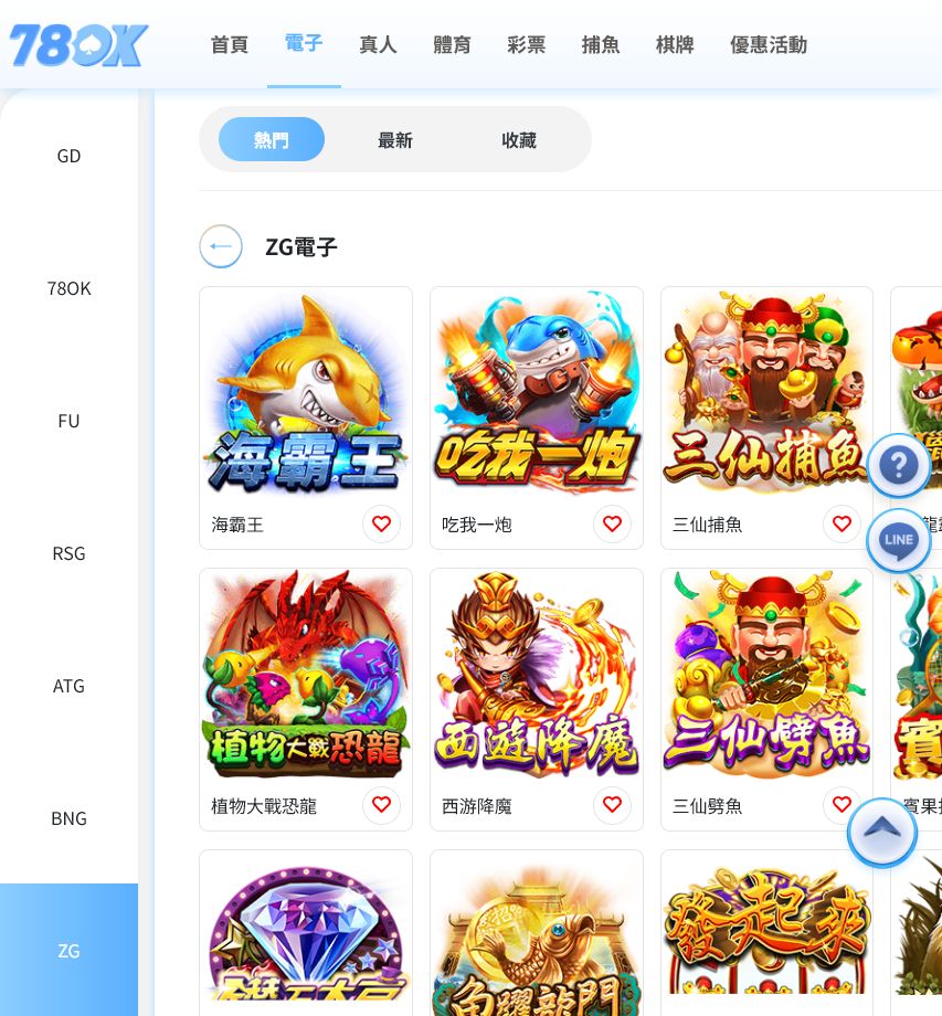 ZG電子遊戲完整介紹|海霸王、三仙捕魚、獵龍霸主與熱門遊戲怎麼選 2 TU電子館 ZG 電子遊戲列表截圖